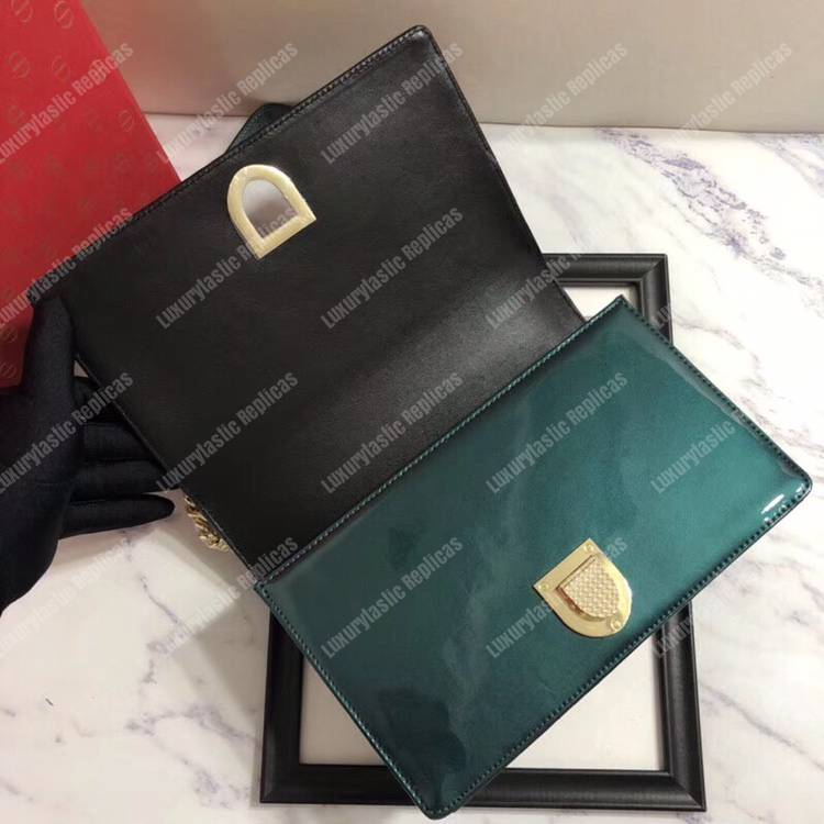 D*orama green-toned metallic calfskin flap bag