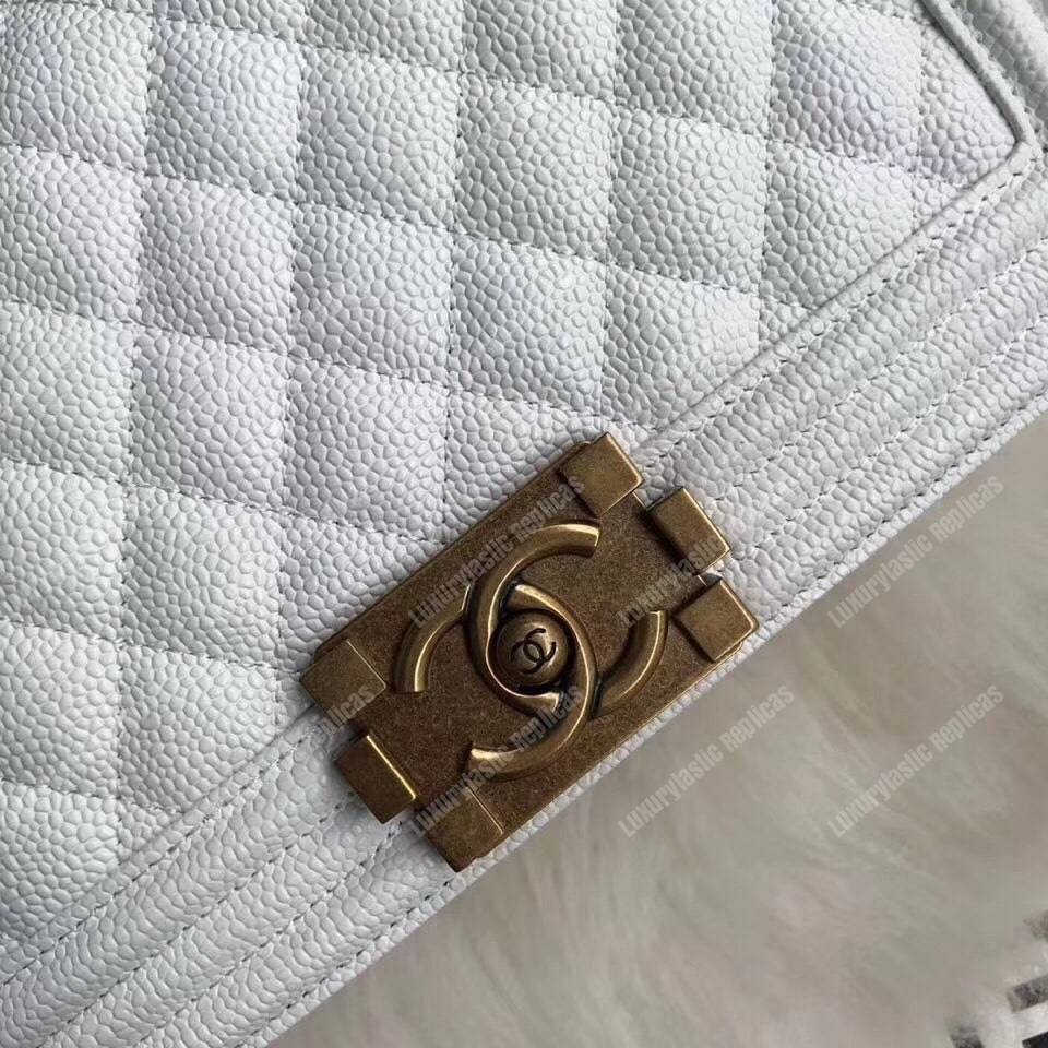 Ch*el boy medium handbag white