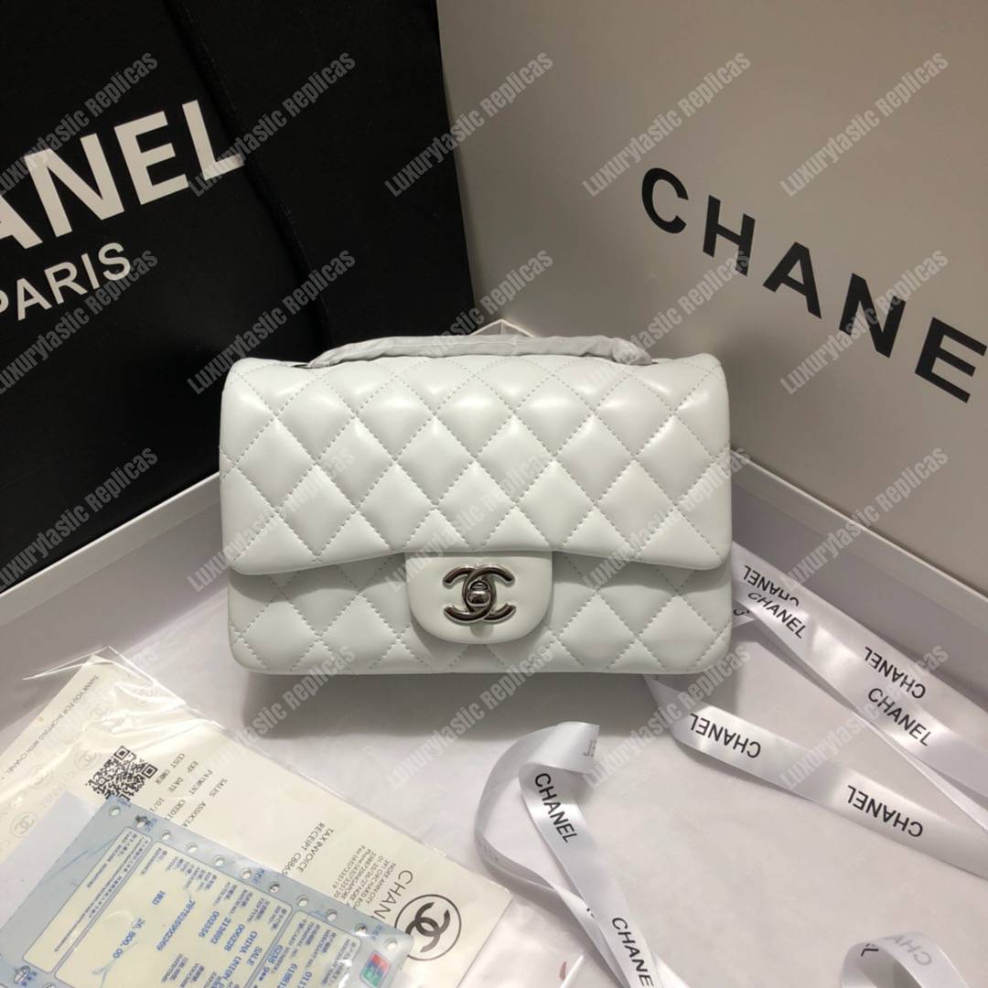 Ch*el mini flap bag white