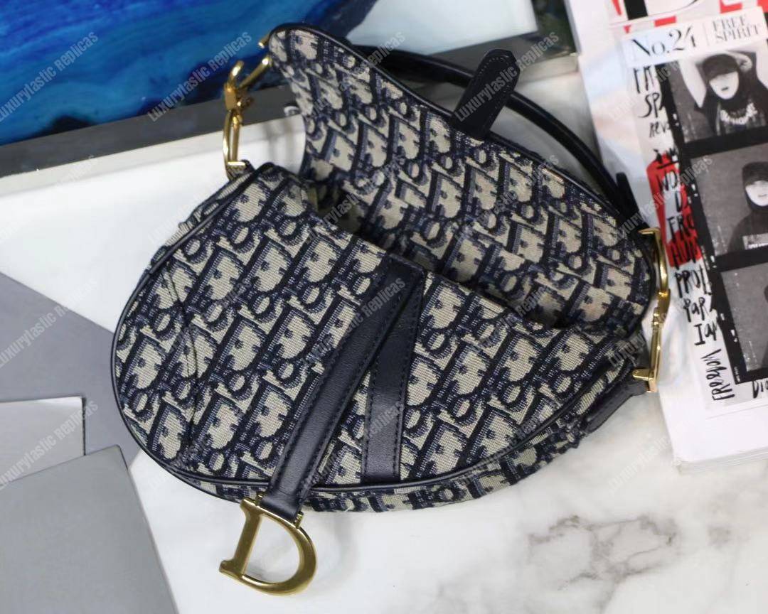 mini D*or blue oblique saddle bag