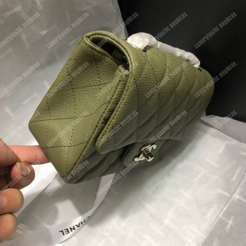 Ch*el mini flap bag green