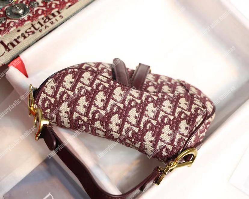 mini D*or burgundy oblique saddle bag