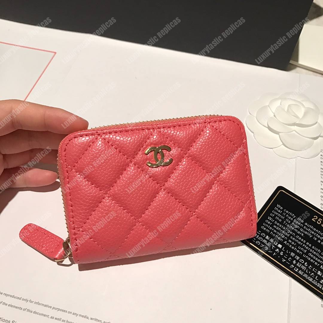 Ch*el classic zipped coin purse pink