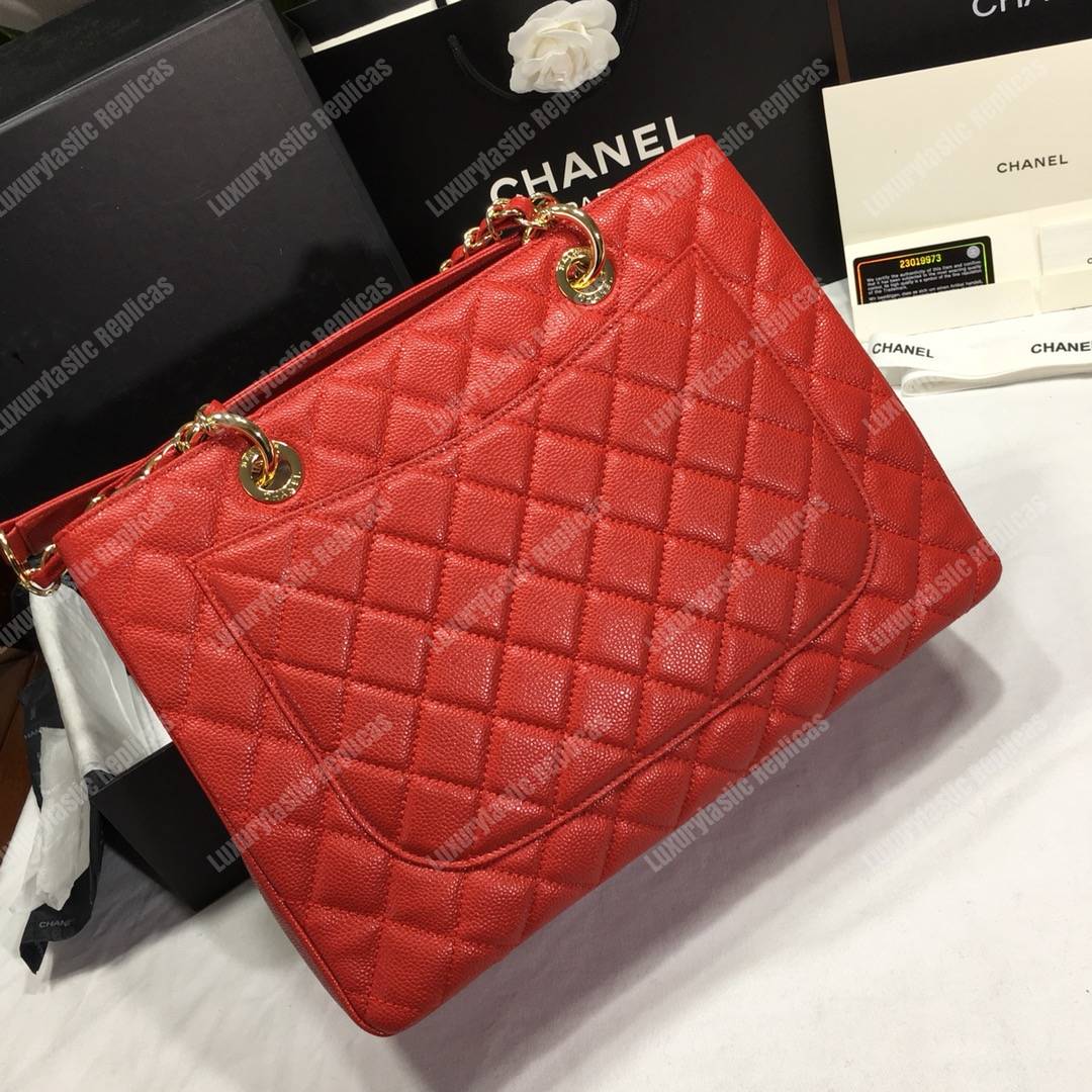 Ch*el large shopping tote red