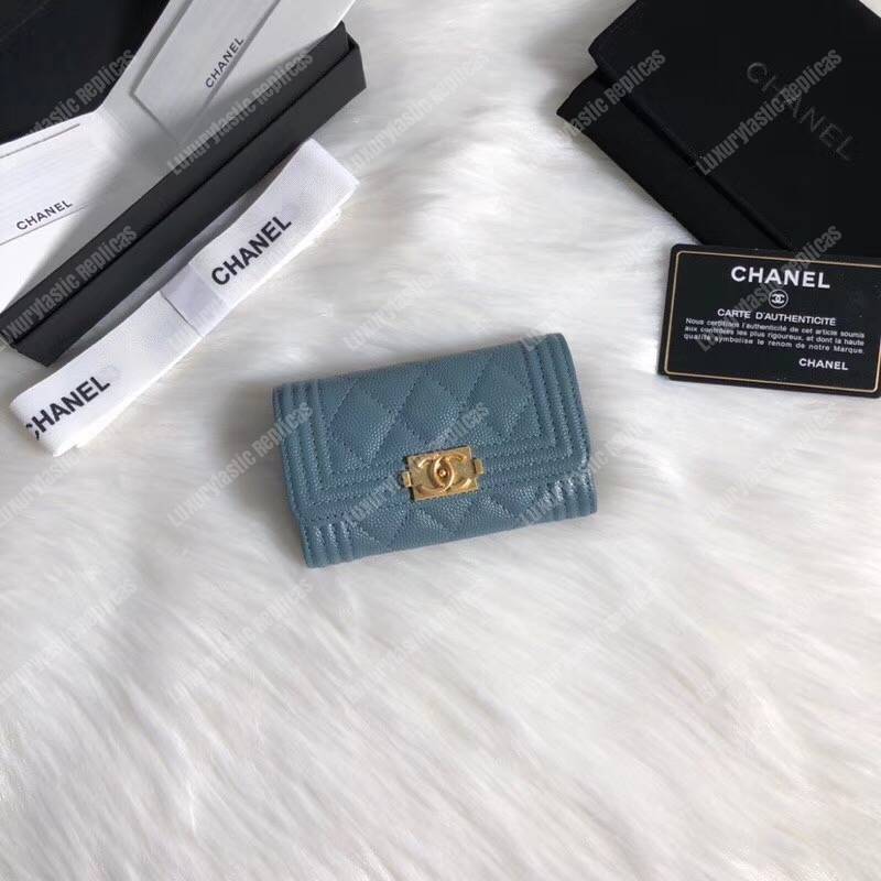 Ch*el boy small flap wallet blue
