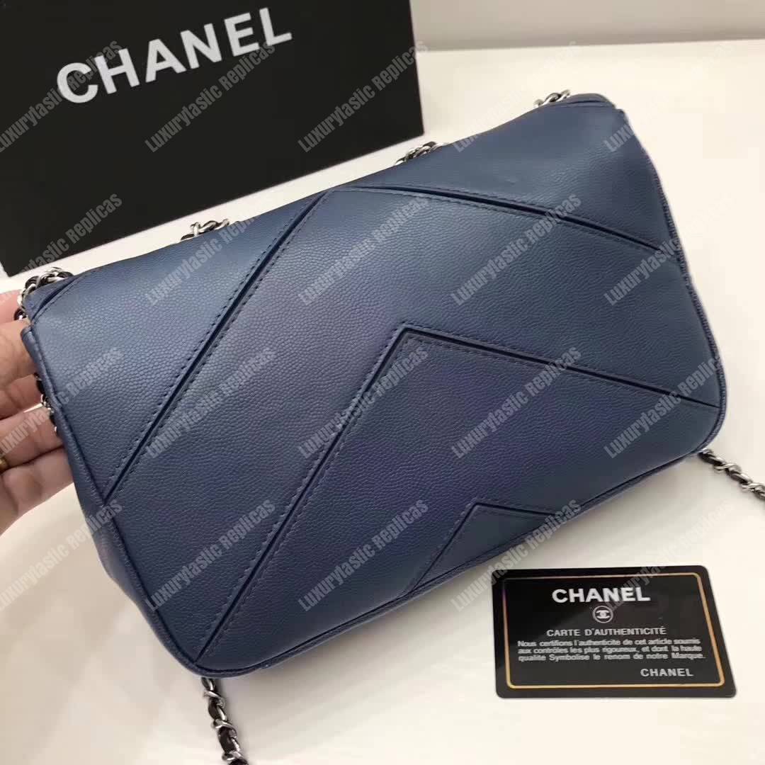 Ch*el medium flap bag blue