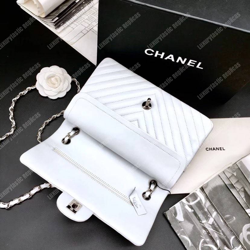 Ch*el classic medium handbag white
