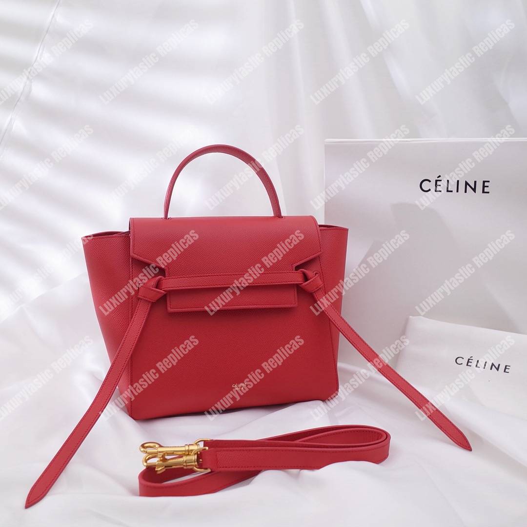 Ce**e micro belt bag in grained calfskin ruby