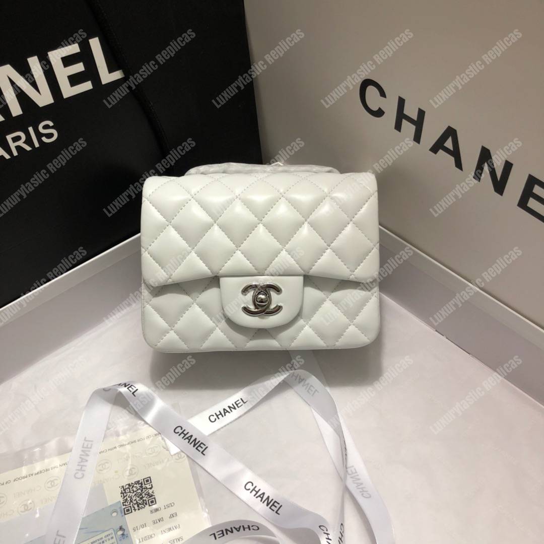 Ch*el mini flap bag white