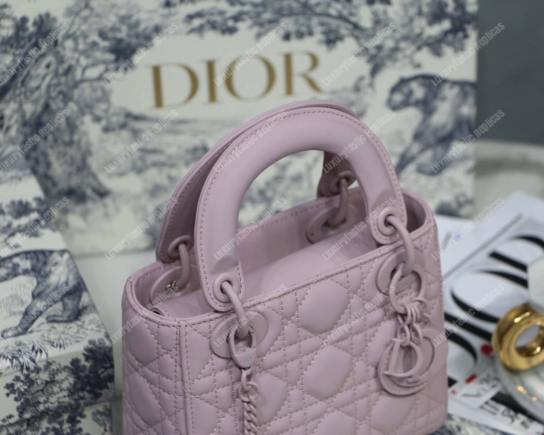 mini lady D*or bag ultra-matte pink
