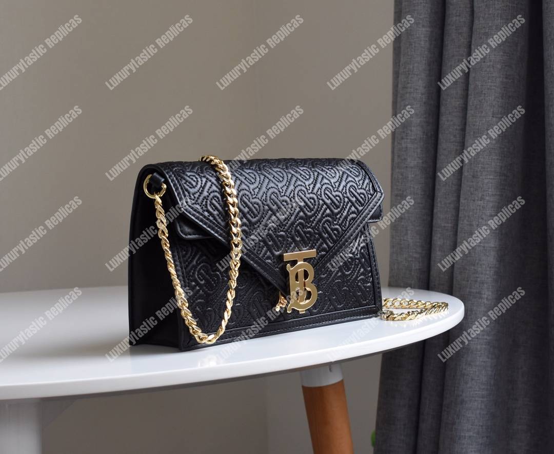 B**rry small quilted monogram tb envelope clutch black