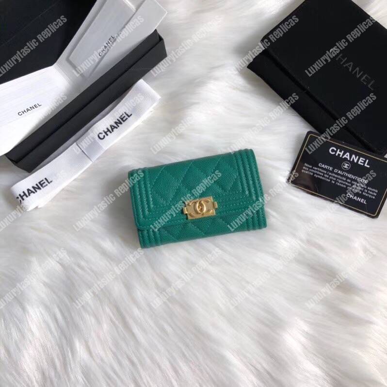 Ch*el boy small flap wallet green