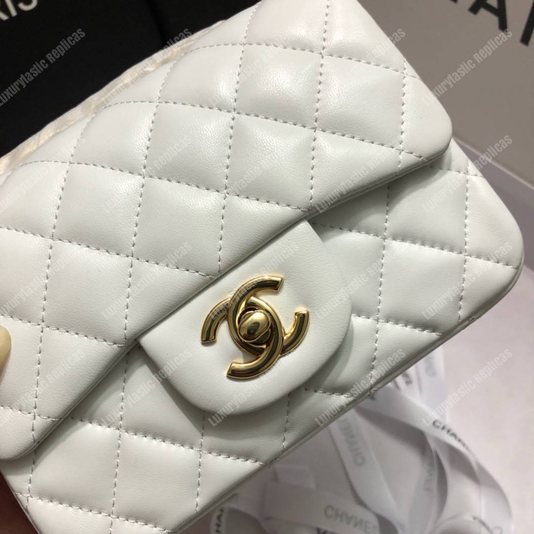 Ch*el mini flap bag white