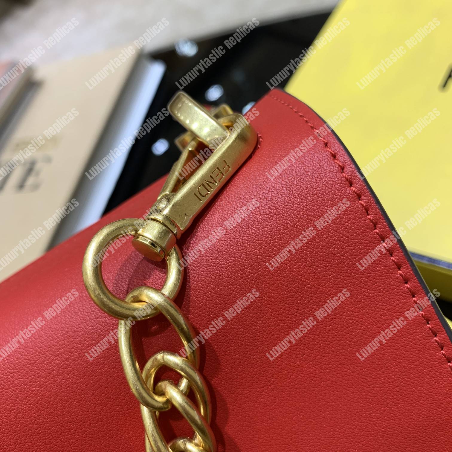 F**di kan u leather bag red
