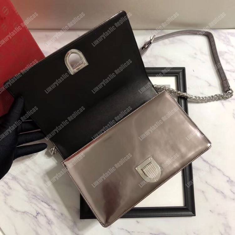D*orama champagne metallic calfskin flap bag