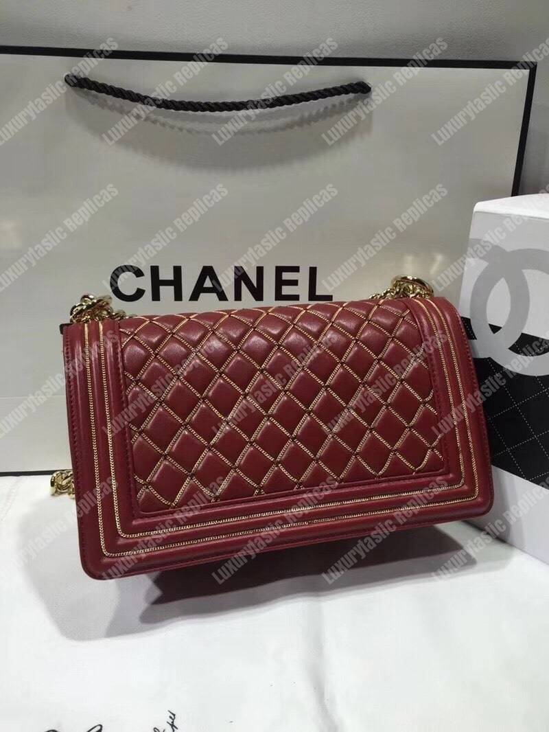 Ch*el boy handbag burgundy