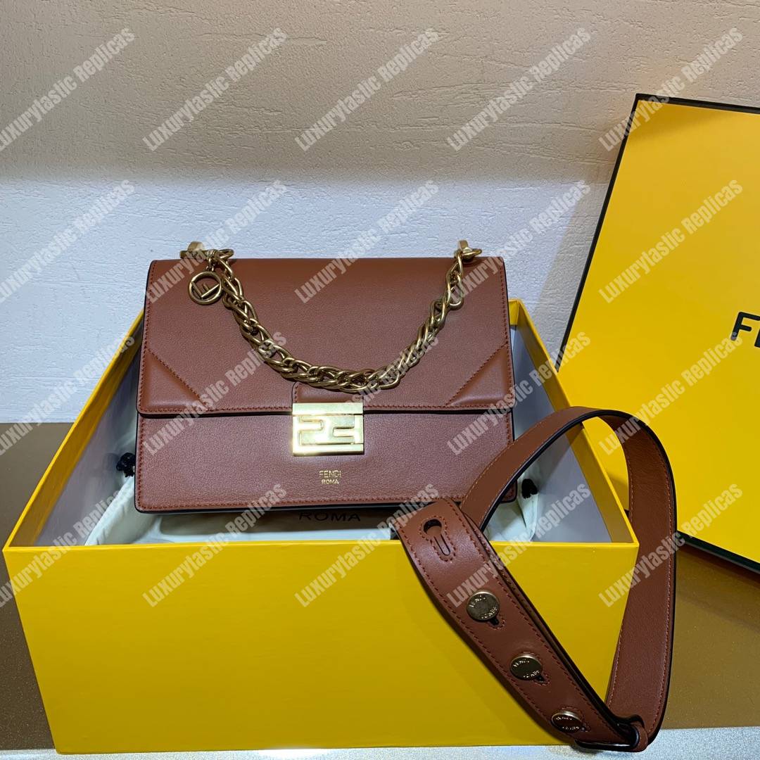 F**di kan u leather bag brown