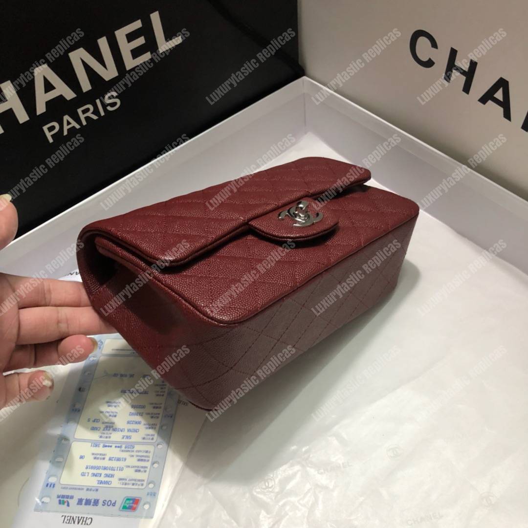 Ch*el mini flap bag maroon