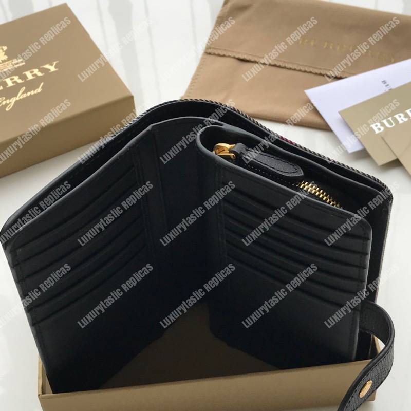 B**rry house check and leather wallet black
