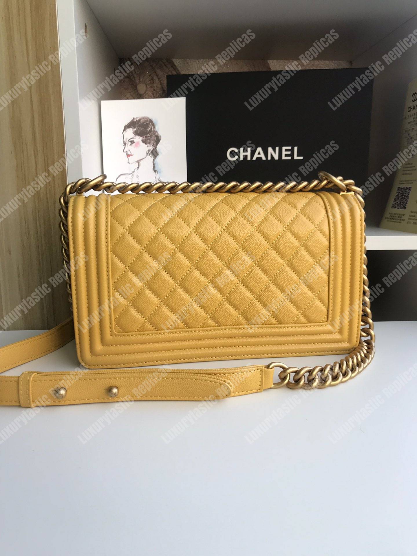 Ch*el boy medium handbag yellow