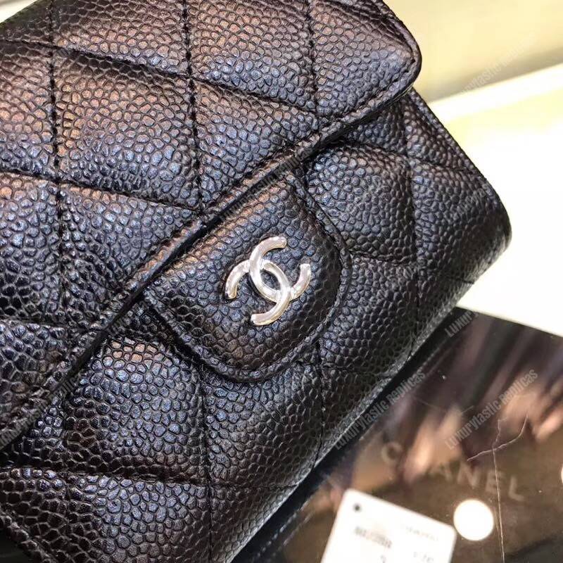 Ch*el classic small flap wallet black