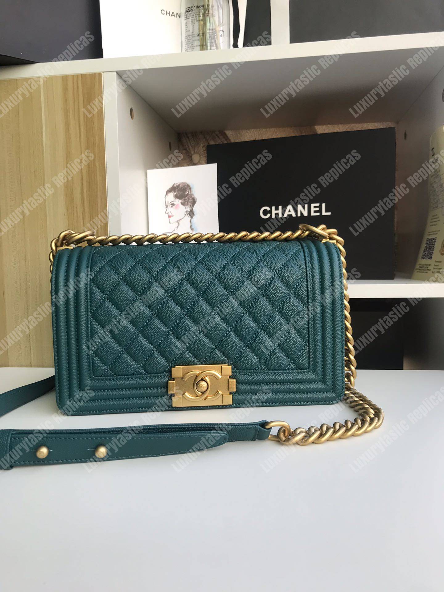 Ch*el boy medium handbag vert