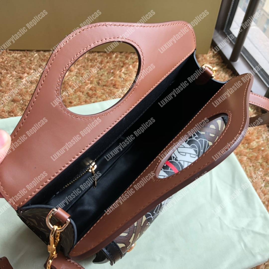 B**rry mini monogram stripe e-canvas pocket bag bridle brown