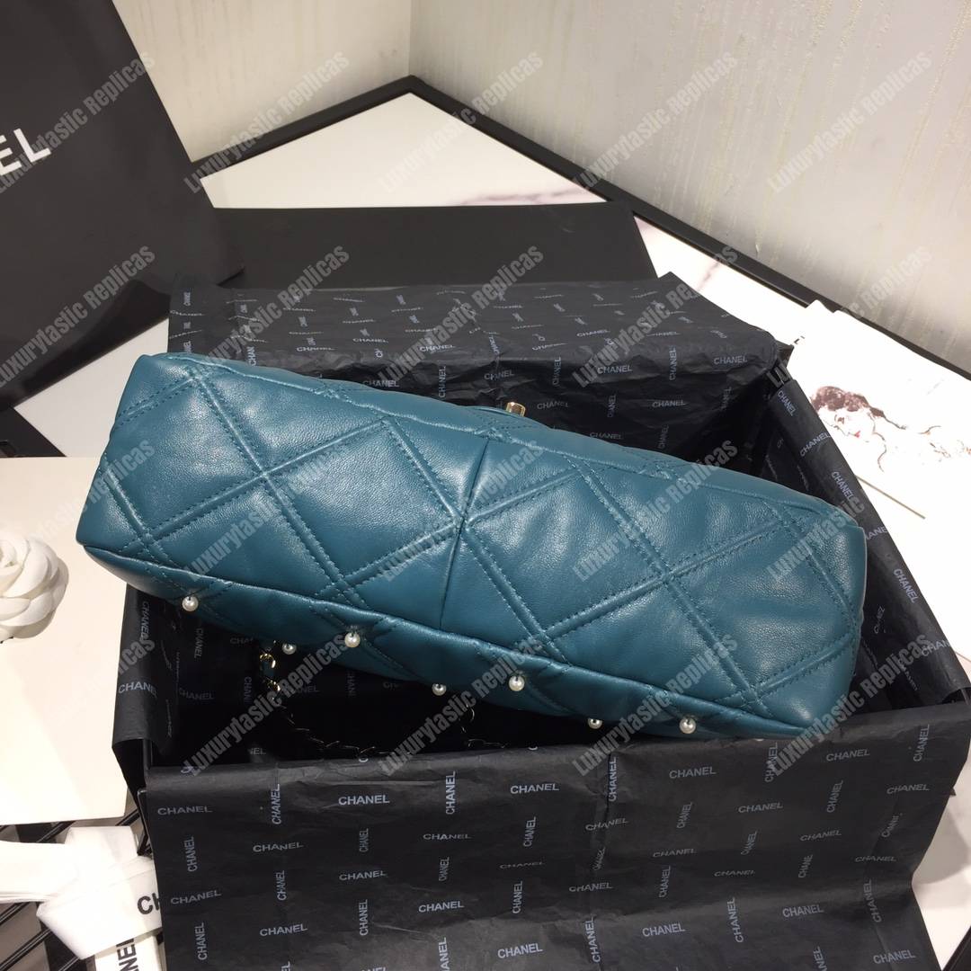 Ch*el flap bag iimitation pearls blue