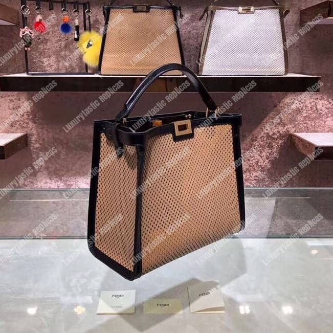 F**di peekaboo x-lite medium beige leather bag