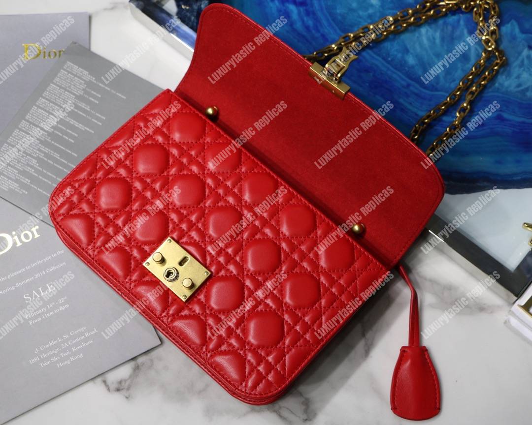D*or lambskin D*oraddict flap bag red