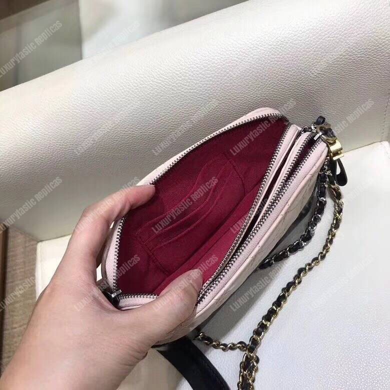Ch*el clutch with chain beige and black
