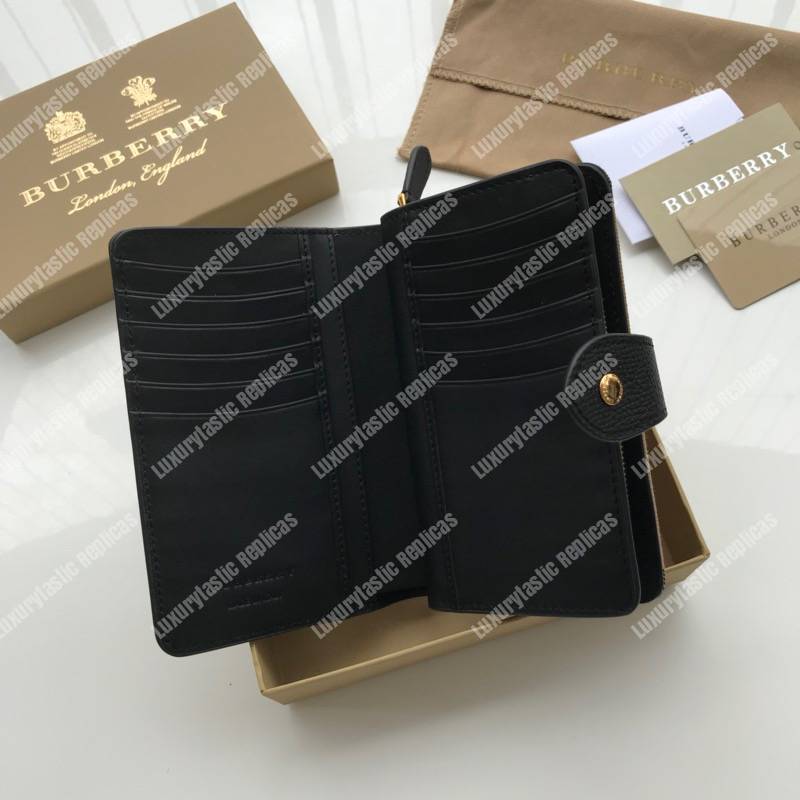 B**rry house check and leather wallet black