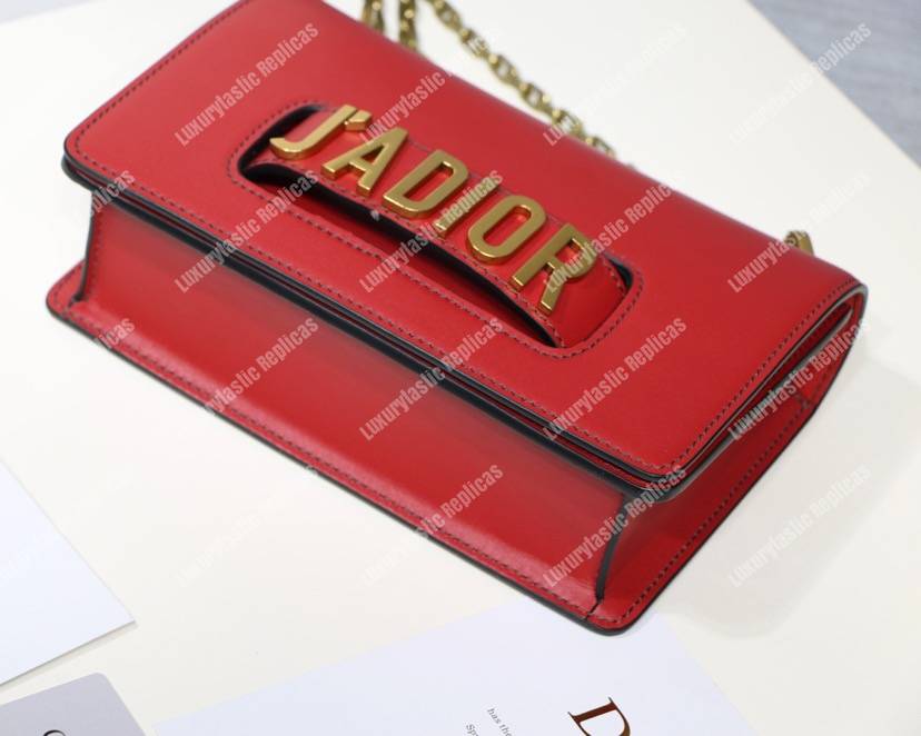 j’aD*or calfskin flap bag red