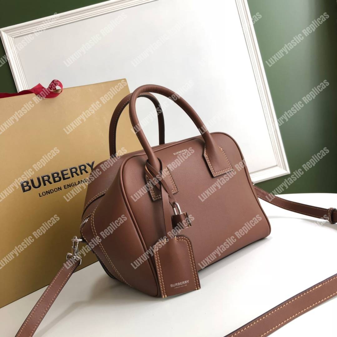 B**rry small leather cube bag brown