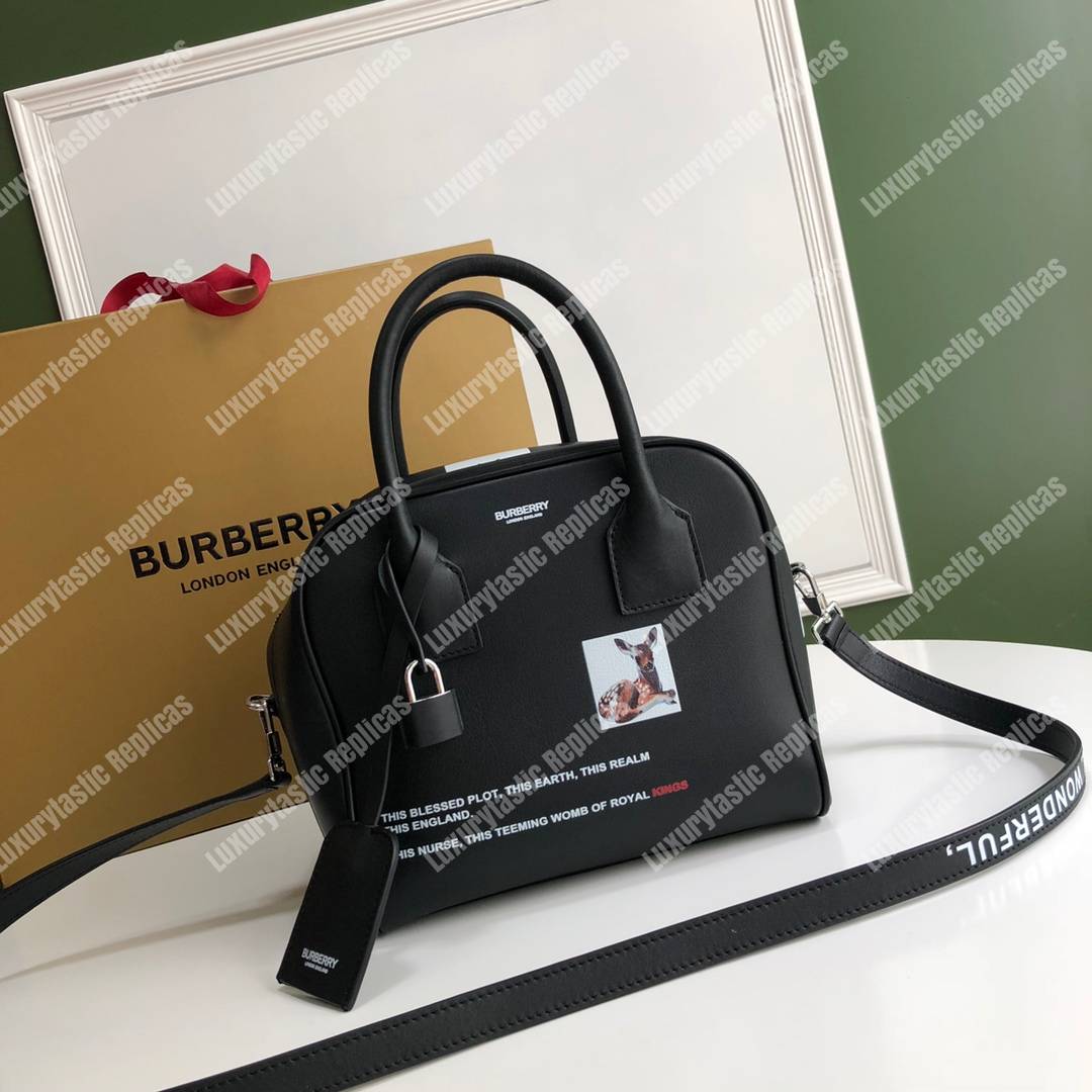 B**rry small montage print leather cube bag black