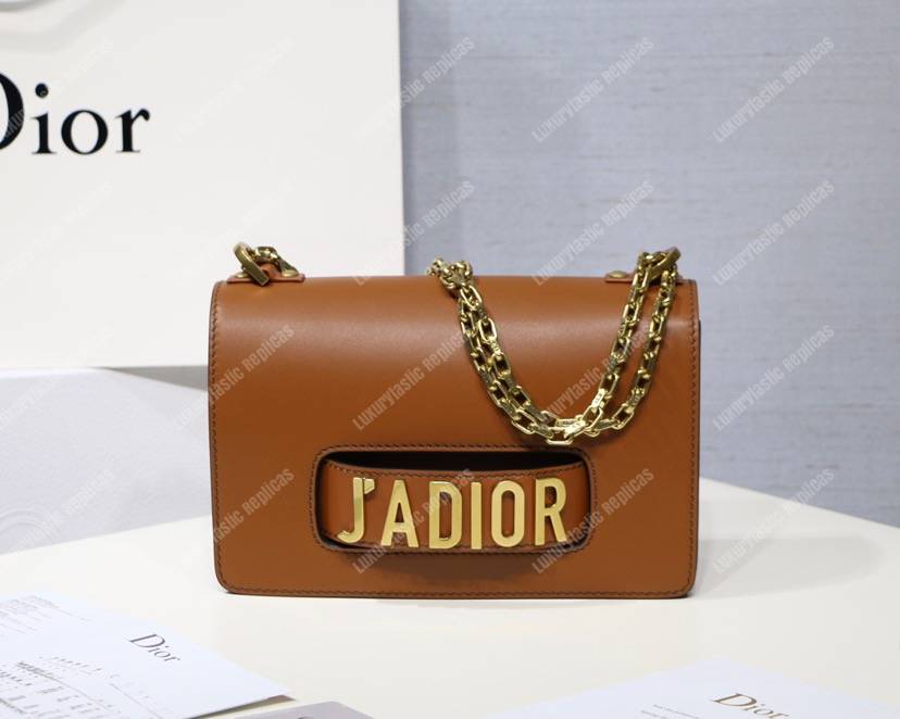 j’aD*or calfskin flap bag brown