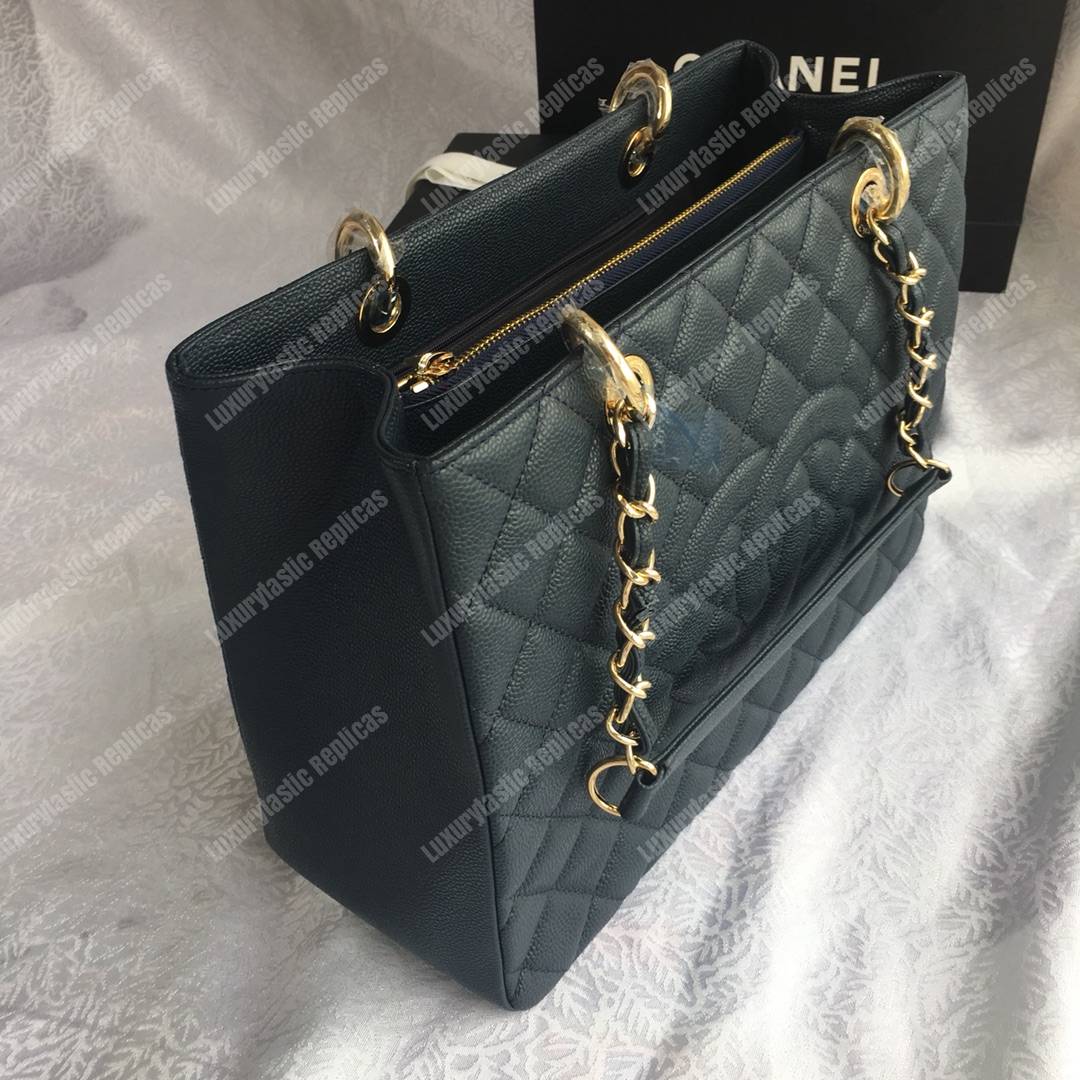 Ch*el large shopping tote dark green