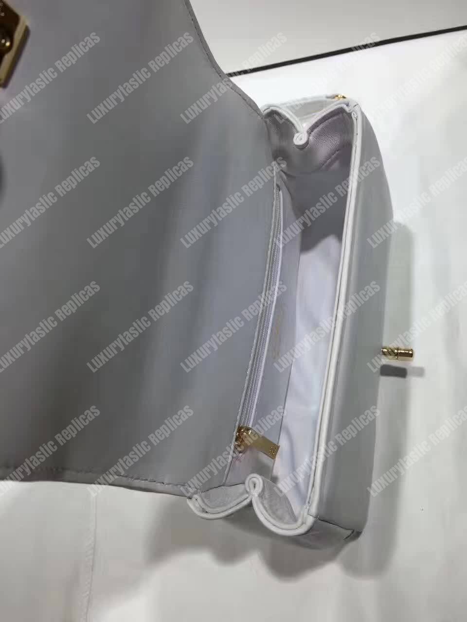 Ch*el small flap bag with top handle white