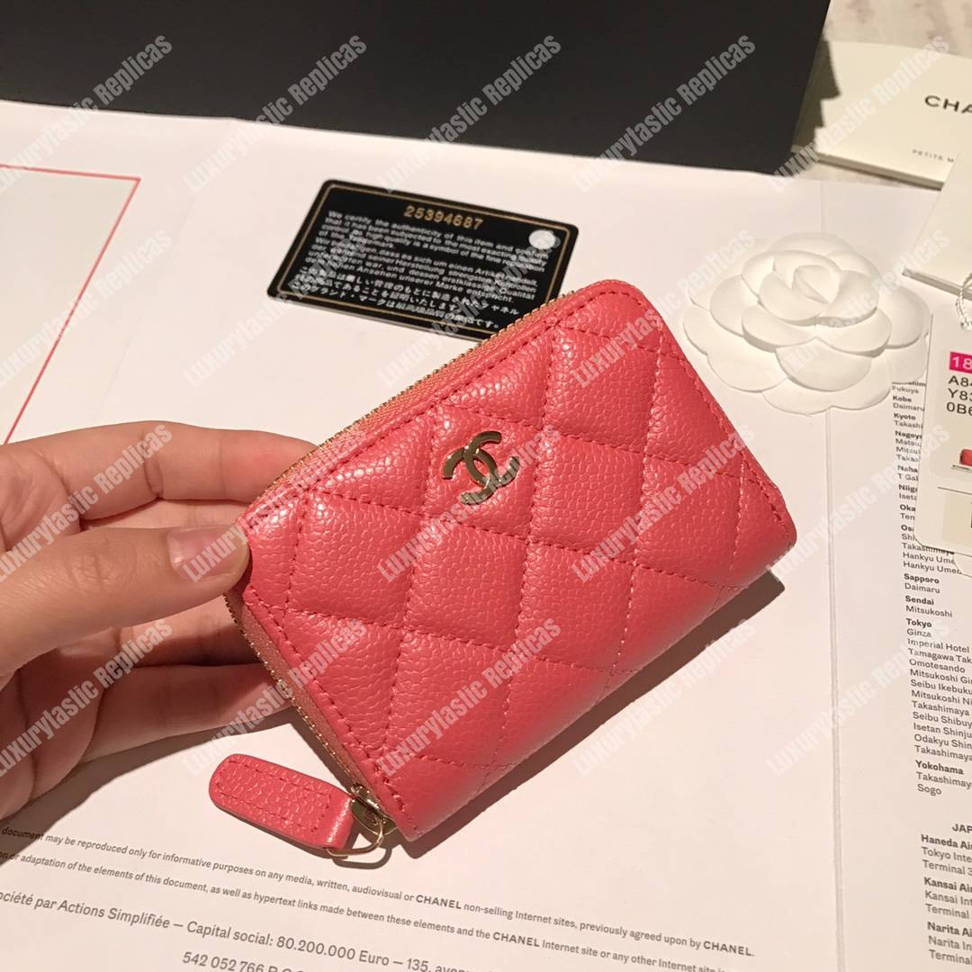 Ch*el classic zipped coin purse pink