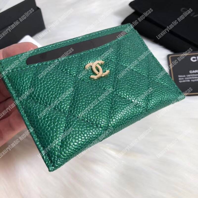 Ch*el classic card holder green