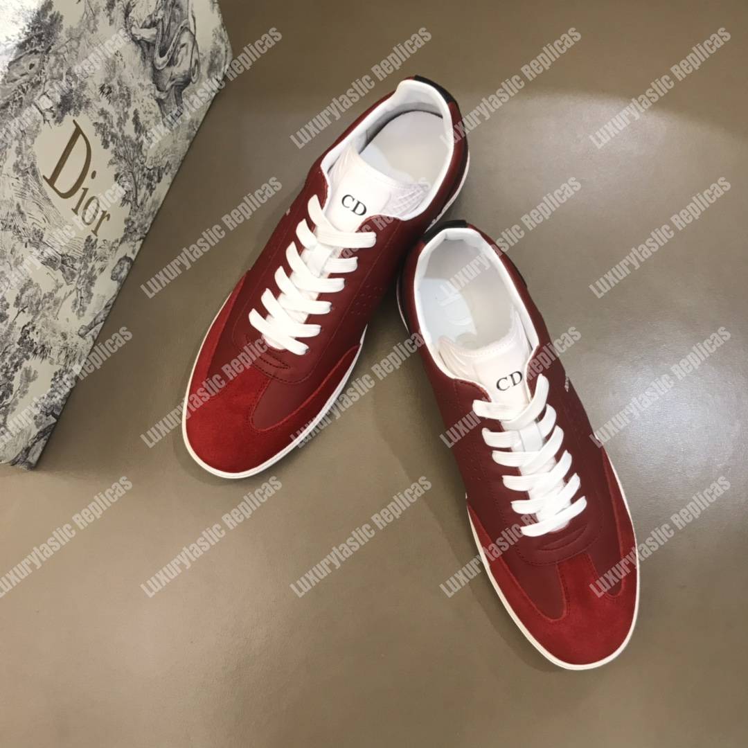 D*or “b01” sneaker red suede calfskin & red smooth calfskin