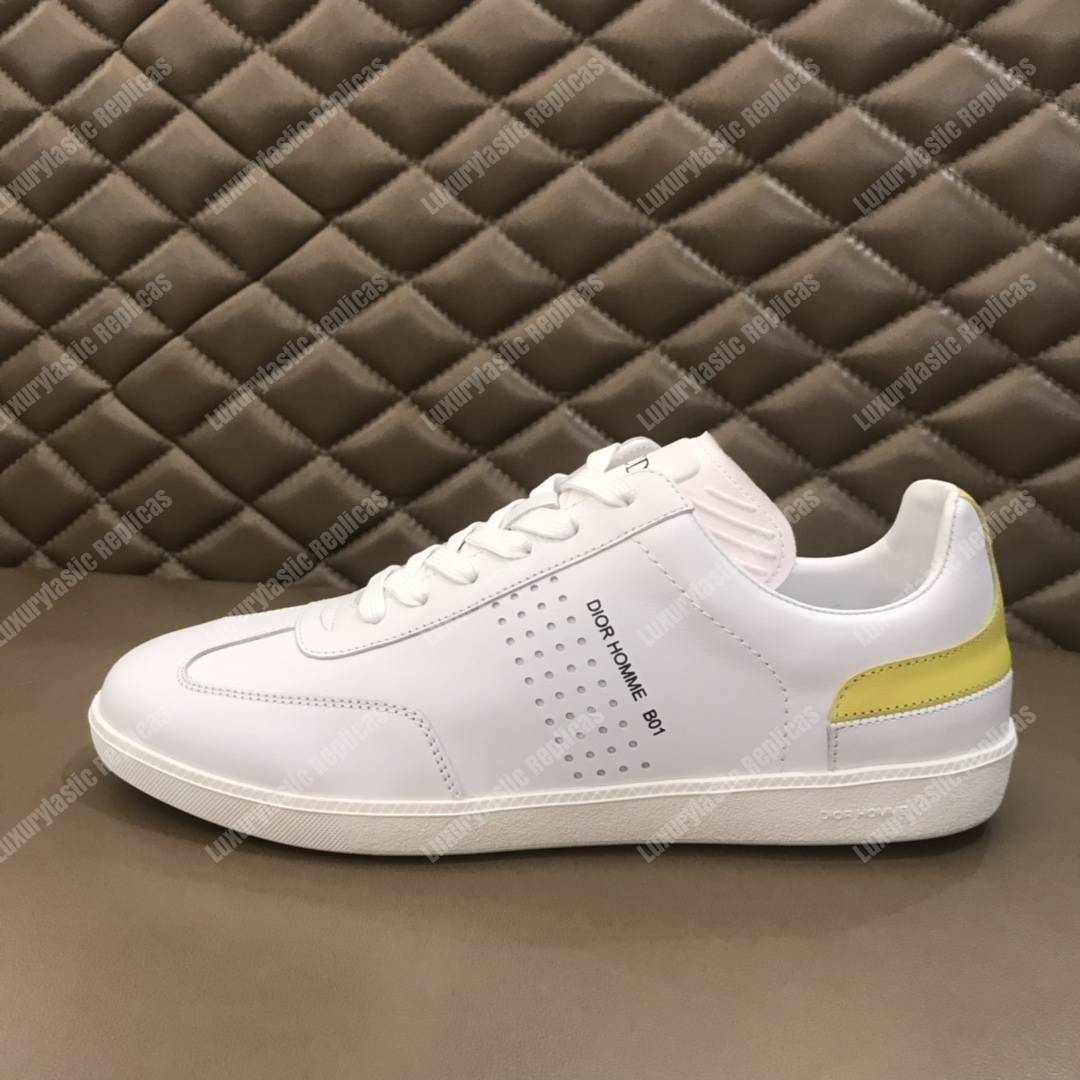 D*or “b01” sneaker white suede calfskin & white smooth calfskin