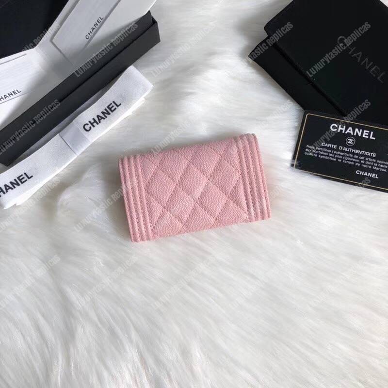 Ch*el boy small flap wallet pink