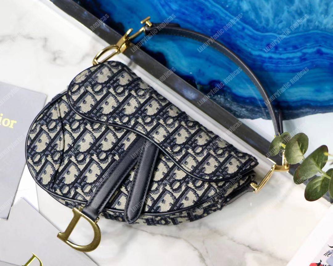 mini D*or blue oblique saddle bag