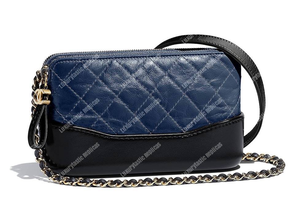 Ch*el clutch with chain blue and black