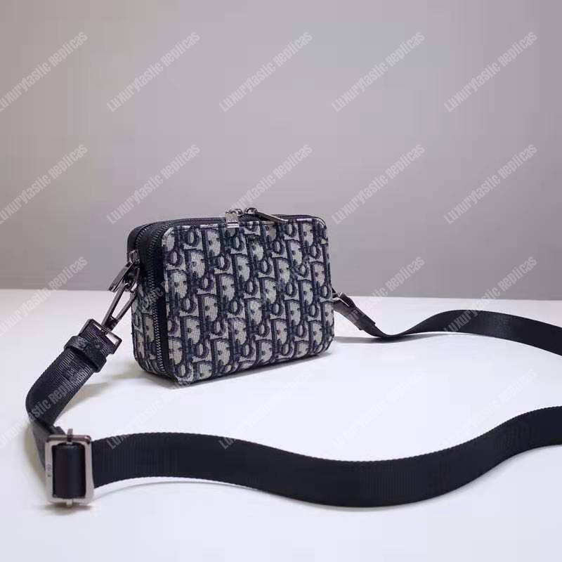 D*or oblique jacquard pouch beige and black