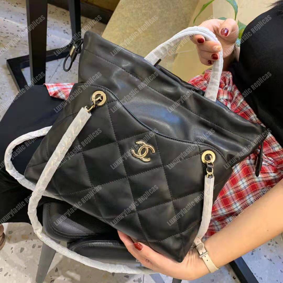Ch*el small shopping bag black