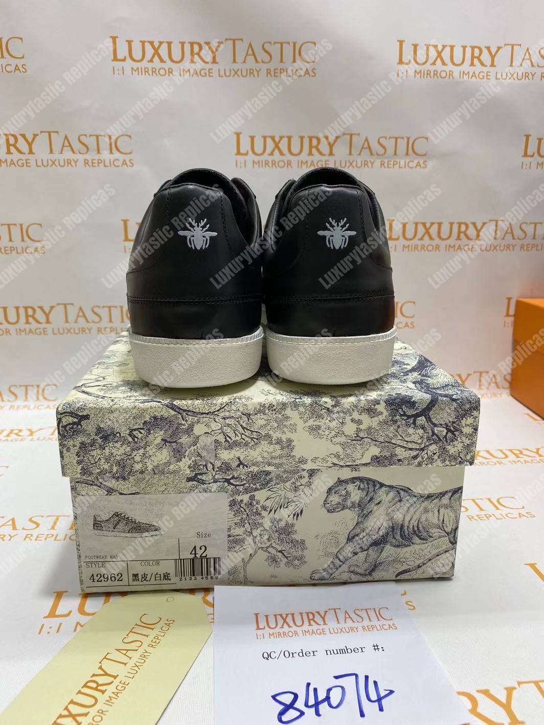 D*or “b01” sneaker black suede calfskin & black smooth calfskin