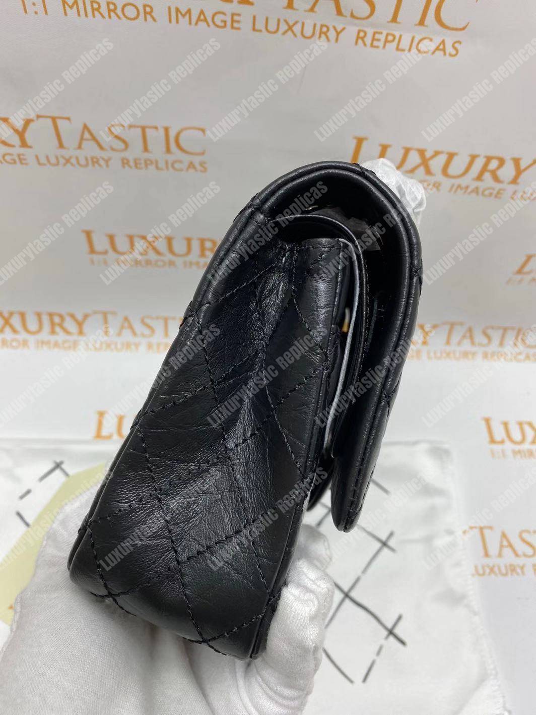 Ch*el 2.55 aged calfskin handbag black