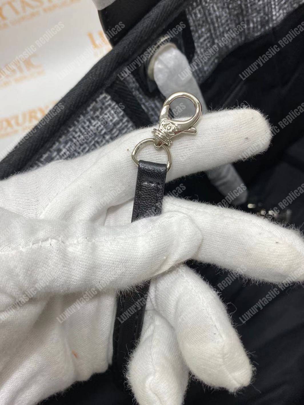 Ch*el deauville fabric tote dark gray